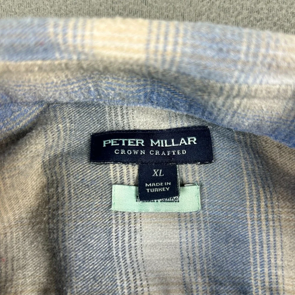 Peter Millar Shirt Mens XL‎ Crown Crafted Trento Italian Flannel Plaid Button Up